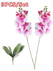 3 peças/Conjunto de Flores de Orquídea Borboleta Artificial, 60cm de Altura, 7 Flores Grandes, Flores de PU Toque Realista, Ideal para Buquês de Casamento DIY, Centros de Mesa, Adequado para Casamento, Casa, Escritório, Festa, Hotel, Quintal, Restaurante, Terraço, Decoração, Dia dos Namorados, Presente