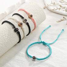 Brazalete con foto personalizado de cuerda trenzada a color para parejas, regalo de aniversario en negro, plateado, dorado, rosa dorado, rosa, azul, blanco, estilo elegante, de moda de otoño, sencillo, casual, de dinero viejo, unisex, vintage, punk, hipster, personalizado, único, regalo ideal para él, novia, mamá, familia, amigos, hija, ella, novio, papá, hijo, abuelos para aniversarios, cumpleaños, uso diario, baile de graduación, Día de la Madre, San Valentín, graduación, bodas, Día del Padre
