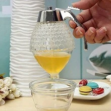 1入蜂蜜分配器，糖漿分配罐，果汁擠壓器，快速釋放黏稠的廚房調味油罐，廚房家居物品，食品，烹飪，調味料，香料，胡椒，大蒜，鹽，收納盒，派對裝飾品。 - 無色 - 查看 3