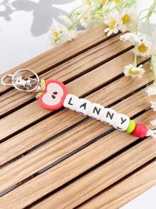 Customized Apple Shaped Silicone Beaded Keychain With English Alphabet Letters, Personalized Name And Gift, Suitable For Friend's Gift - Apple - View 6