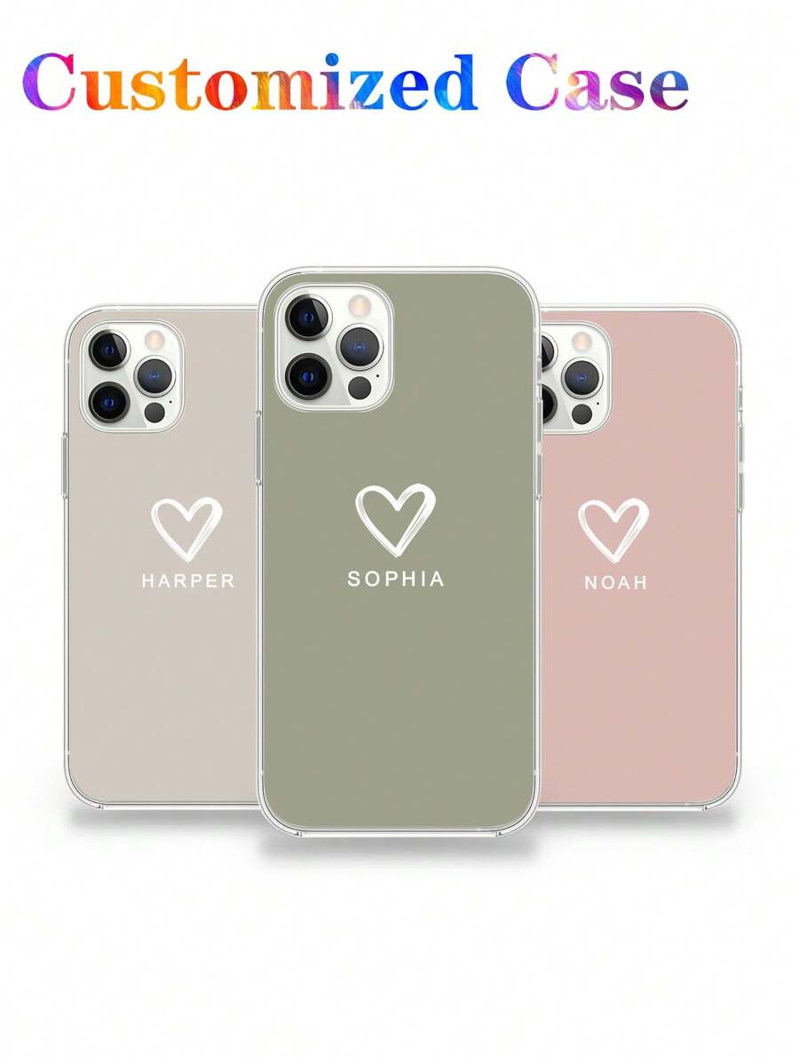 Valentines Custom Name/Initial Letter Phone Case, Multi-Color Protective TPU Transparent Soft Shell, Full-Wrapped Anti-Drop, Compatible With IPhone 11/13/14/15 Pro Max Hot Pink, Burgundy Red, Clear Fashion, Colorful, Stylish, Cute, Contracted, Kawaii, Y2K Custom, Personalized, Unique, Gifts For Friends For Mother's Day Phone Cover, 16 Iphone Case - Clear - View 1