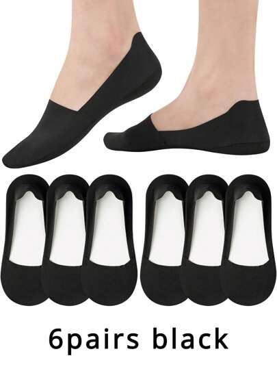 6 Paia Di Calzini Invisibili Da Donna In Nylon, Senza Mostra, A Basso Taglio, Sottili, In Seta, Antiscivolo, Per Ballerine E Mocassini, Leggeri