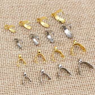 20pcs Stainless Steel Pendant Pinch Bail Hooks Clips Connector DIY Jewelry Making Findings For Necklace