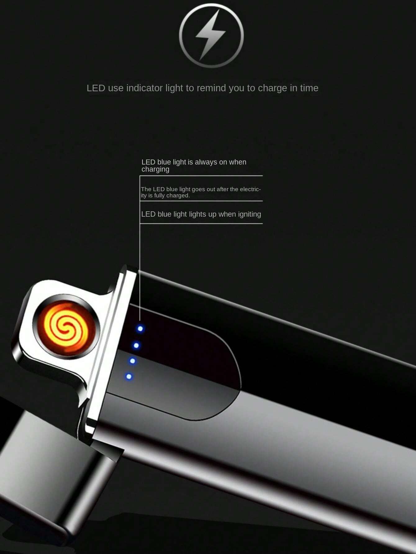 1pc Electric Rechargeable USB Lighter, Dual Arc Plasma Windproof