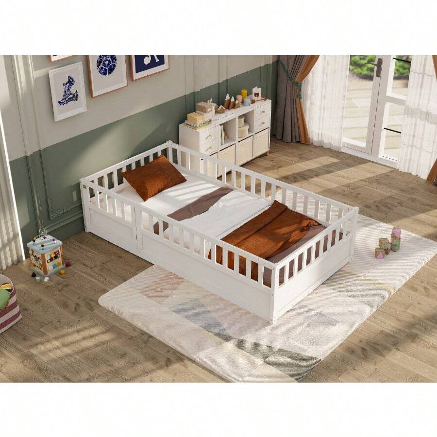 Bed Bases Twin Size Floor Bed, Integral Construction With Super High