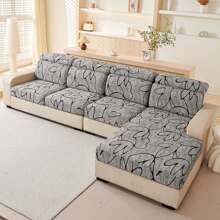 1pc Geometric Printed Milk Silk Stretchable All Season Removable Washable Bath Cap Style Sofa Seat Cover - Multicolor - View 3