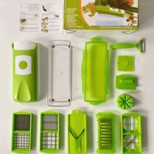 Cortador Rallador De Alimentos Verduras Frutas 15 Pzas Cortador De Verduras Rebanadora LEODY - Verde - Ver 1