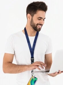 1 pièce Tour de cou pour porte-clés d'enseignant bleu marine, mignon pour carte de crédit, passeport, accessoire de charme de téléphone et avec un porte-clés en métal. Parfait comme cadeau pour les enseignants, étudiants, le personnel, les hommes et les femmes