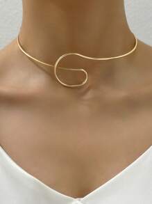 1pc Women's Simple Creative Geometric Wavy Choker Necklace, Elegant Personalized Casual Versatile For Vacation, Party, Graduation Season Gift