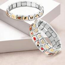 10mm*9mm Italian Charm Bracelet Link, Modular Stainless Steel Link, Neutral Style Bracelet Links For Woman Man To Create Personalized Bracelet