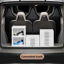 1 Stück stapelbarer, faltbarer Schuhkarton mit Tür - staubdichter Kunststoff Sneaker Organizer, platzsparende Aufbewahrung für Eingangsbereich, Schlafzimmer, Zuhause & Wohnheim