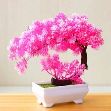 人工植物盆栽櫻花、雪球花、松樹、蓮花、雲杉子、山龍鬚樹和蓮花迷你盆景，辦公室家居裝飾創意飾品 - 荷花款 - 查看 5