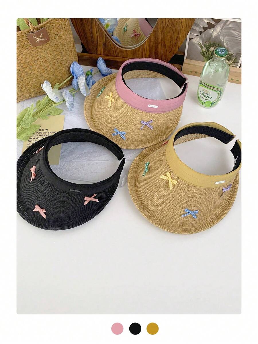 Boho 1 Nơ Mũ Rơm Dệt Chống Nắng Cho Nữ, Mũ Đi Biển Mùa Hè, Mũ Chống Nắng, Hợp Thời Trang - Nhiều màu - Xem 1
