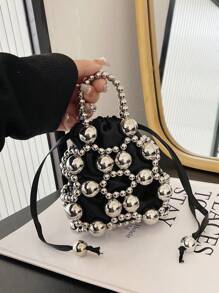 Bolso / bolso cruzado de moda simple, elegante y moderno con perlas nuevo, para la escuela, el trabajo, ocasiones casuales y viajes