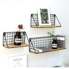 1pc Minimal Metal Floating Shelf - Home Decor Wall Shelf, Space-Saving Design, No Drill Installation, Suitable For Bathroom, Living Room And Bedroom