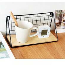1pc Minimal Metal Floating Shelf - Home Decor Wall Shelf, Space-Saving Design, No Drill Installation, Suitable For Bathroom, Living Room And Bedroom
