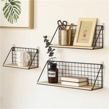 1pc Minimal Metal Floating Shelf - Home Decor Wall Shelf, Space-Saving Design, No Drill Installation, Suitable For Bathroom, Living Room And Bedroom