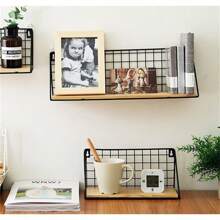 1pc Minimal Metal Floating Shelf - Home Decor Wall Shelf, Space-Saving Design, No Drill Installation, Suitable For Bathroom, Living Room And Bedroom