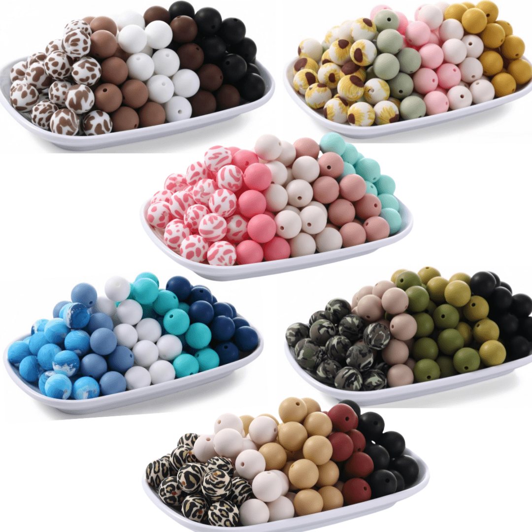 Silicone Beads For Keychain Making Kit,15mm Silicone Beads Bulk 25Pcs Bracelet Making Kit Silicone Focal Beads For Pens Rubber Beads For Making Crafts Necklaces(Petal)