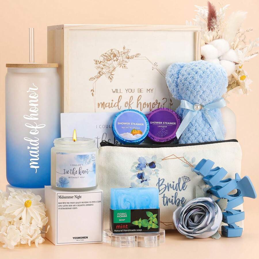 pengtai Bridesmaid Gifts,Maid Of Honor Proposal Gifts,Will You Be My Maid Of Honor Box,Bachelorette Party Gifts For Bridesmaid For Maid Of Honor,20oz Coffee Glass Tumbler