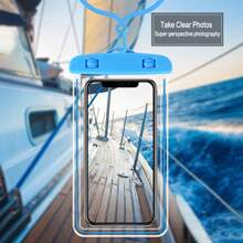 1 件防水夜光设计透明触摸屏 PVC 漂浮潜水游泳水上冲浪防水手机袋、沙滩必需品、沙滩配件、泳池浮球