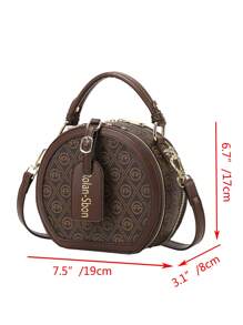 Apfelförmige mehrschichtige Handtasche für Frauen, vintage bedruckte kleine runde Tasche, modische lässige Shopper Umhängetasche, vielseitige elegante Umhängetasche, Neukollektion 2025