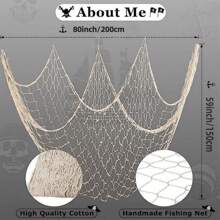 1/2 件米色鱼网装饰，80 x 40 英寸地中海装饰渔网，天然鱼网派对装饰，适合海盗派对、夏威夷派对、航海主题渔网派对配件、返校情人节 - 米色 - 查看 5