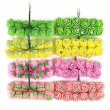144 chiếc hoa hồng xốp nhân tạo kim cương 2cm tự làm vòng hoa thủ công trang trí tiệc cưới làm sổ lưu niệm hoa giả - Nhiều màu - Xem 11