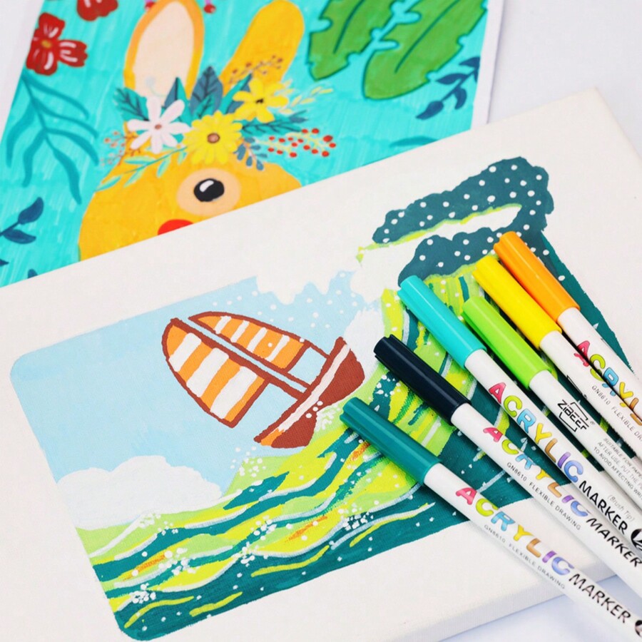 MARCO 7860 Acrylmarker 24-tlg. - Doppeltip Marker Mit Acryl-Tinte