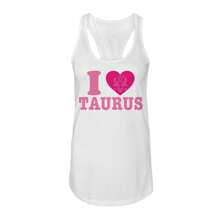Nearly There I Love Taurus Graphic Ladies Cotton Tank Top - White - View 1