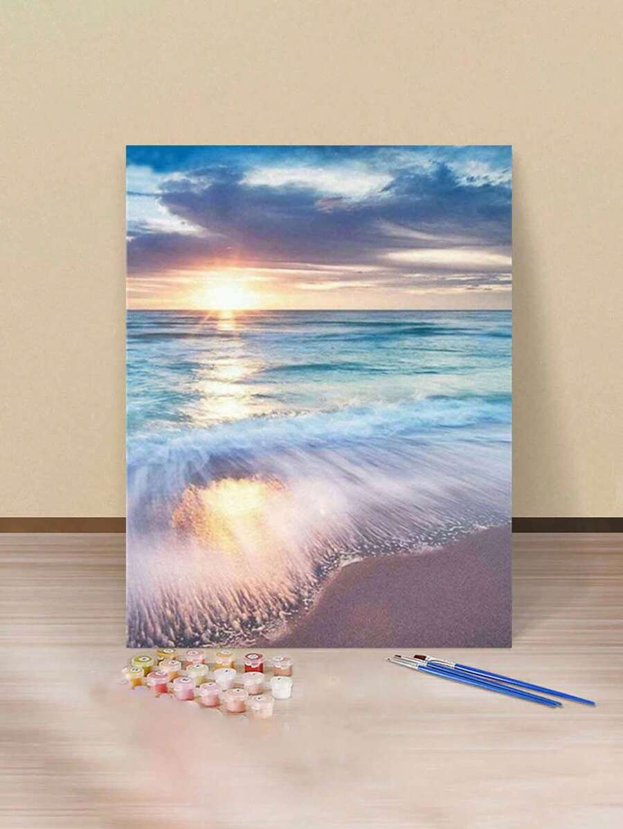 1套風景主題個人化diy數位油畫套件 - 淺藍色 - 查看 1