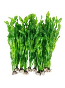 10入組人造海草水族箱塑料植物裝飾，多色人造魚缸裝飾草 - 綠色 - 查看 2