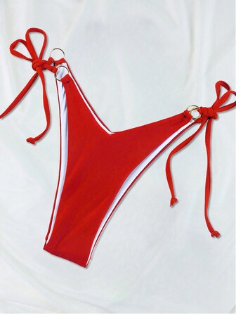 Neuer Damen Sommer Strand 2-teiliger Bikini-Set aus Nylon mit gepolstertem Bandeau-Oberteil und seitlich gebundenem Bikinihöschen