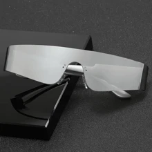 1pc Futuristic Rectangular One-Piece Fashion Glasses For Men, Couple, Street Style, Disco, Funny, Unique, Sports, Millennium, Sci-Fi Atmosphere, Prop Fashion Glasses Beach Accessories Glasses Shades Looks Street Style And Suit For Sweater Jacket Sweatshirt Hoodie Leather Pants And Cargo Pants For Summer Beach Vacation,Outdoor,Travel
