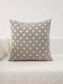 1入組雪尼爾幾何樣式提花枕套 - 灰色 - 查看 9