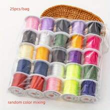25 Rollen/Beutel 10m/Rolle 0,8 mm dicke, mehrfarbige elastische Schnur für DIY Perlenarmband, Halskette und Bastelarbeiten