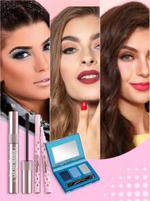 Misslyn Color Mania Liquid Liner + EYE-Mazing + Color Mania Mascara, 3 piezas, resistente a manchas, con volumen dramático, duradero, con efecto de volumen, define las pestañas, altamente pigmentado, sin grumos, el delineador líquido está disponible en 3 colores que crean líneas audaces y definidas, resistente a manchas, resistente al agua, de larga duración, resistente al sudor, delineador de ojos altamente pigmentado en verde, azul y negro con acabado mate, delineador en gel de ojos, 3 colores de sombra de ojos con espejo y pincel, sombra de ojos mate, brillante y con purpurina fina, textura suave, adecuada para piel sensible, altamente pigmentada, mezclable, de larga duración, para obtener un aspecto de ojos multi-dimensional - No.01 Máscara de pestañas negra+Delineador de ojos Choco chic No.02+Sombra de ojos No.59 - Ver 2