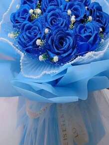 （5卷丝带）DIY玫瑰花材料缎带装饰蛋糕礼品包装编织丝带婚礼派对蝴蝶结丝带毕业典礼新娘母亲节礼物包装生日装饰婚礼用品伴娘礼物派对回礼返校DIY发夹劳动节独立日手工玫瑰丝带情人节新年 - 天藍色 - 查看 10