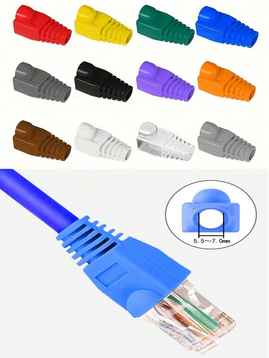 カラーコードされたSoftプラスチック製RJ45イーサネットネットワークケーブルコネクタープラグカバーダストプルーフコンピュータLANプラグ