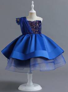 Festliches Blumenmädchen Partykleid für Kleine Mädchen, Tanz-Kostüm mit Tüll und Glitzer, süßes Geburtstags-Prinzessinnenkleid für Mädchen
