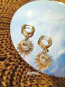 1 Pair Stainless Steel Hoop Earring For Women Evil Eye Geometry Water Drop Eye Heart Charm Earring Jewelry Best Friend Gifts Valentines,Mom,Mother,Mother's Day,Gift - Earrings - View 1