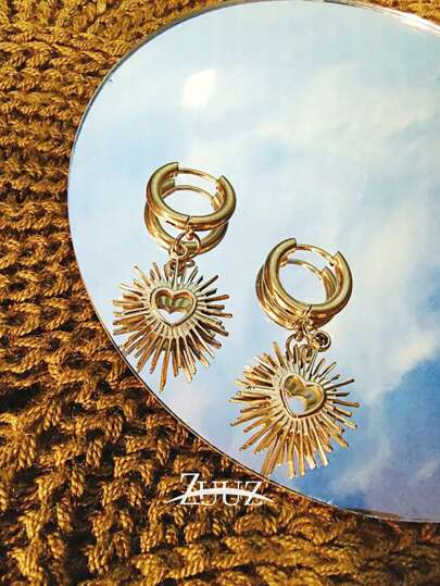 1 Pair Stainless Steel Hoop Earring For Women Evil Eye Geometry Water Drop Eye Heart Charm Earring Jewelry Best Friend Gifts Valentines,Mom,Mother,Mother's Day,Gift