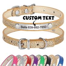 Colorful Cat Engraved Collar, Personalized Pet ID Collar, Adjustable & Anti-Lost, Made Of PU Material Ornamental,Engraved,Stainless Stylish,Fashion,Colorful,Vintage,Cute,Contracted,Cuties Custom,Unique,Customized,Personalized Pet For Anniversaries,For Birthdays,Vacay Vibes,Pet Supplies,Customized Pet Collars, Leashes & Harnesses - Gold - View 2