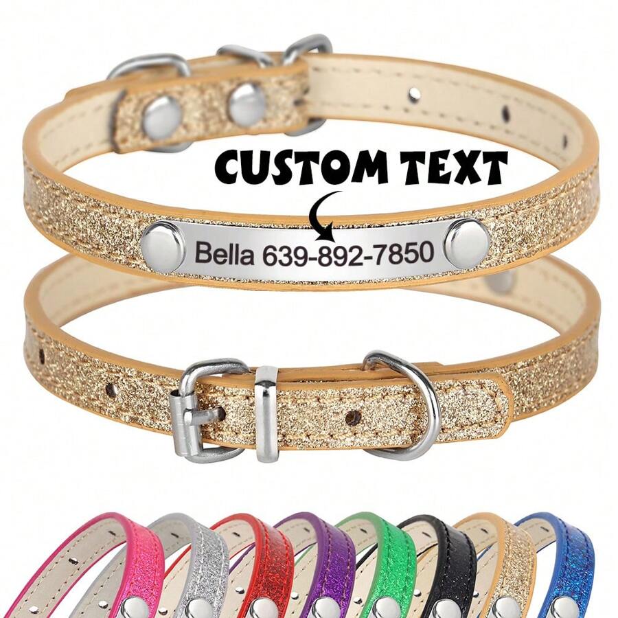 Colorful Cat Engraved Collar, Personalized Pet ID Collar, Adjustable & Anti-Lost, Made Of PU Material Ornamental,Engraved,Stainless Stylish,Fashion,Colorful,Vintage,Cute,Contracted,Cuties Custom,Unique,Customized,Personalized Pet For Anniversaries,For Birthdays,Vacay Vibes,Pet Supplies,Customized Pet Collars, Leashes & Harnesses