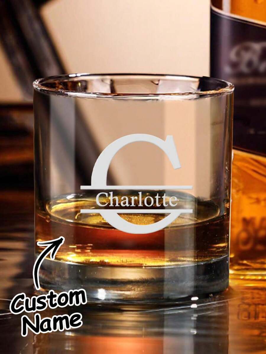 1pc Customized Name Whiskey Glass, 300ml Personalized Whiskey Glass With Name, Customized Glassware Gift, Personalized Name Whiskey Glass - Style 2 - View 1