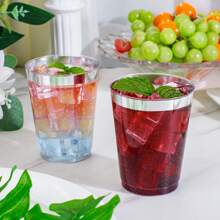 Supernal 200 件 10 盎司银色塑料杯，一次性塑料杯，银边塑料杯，适用于婚礼、感恩节、圣诞节派对鸡尾酒杯、节日、派对 - 銀色 - 查看 5