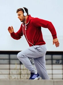 Pantalones de deporte con cordón para hombre (un solo color),Slim fit pantalones de deporte para hombre Pantalones de deporte con cordón Pantalones elásticos de ultra alta calidad con bolsillos, diseño con cordón, prácticos para las actividades diarias