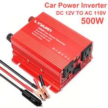 1 X Inversor de energía para coche de 500W, convertidor de 12V a 110V con 2 tomas de corriente, 2 puertos USB y pantalla LED para coche