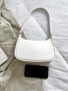 2026春夏新款时尚简约女士单肩包，休闲腋下包，纯白色手提包，适合日常使用、约会、送礼，适合年轻女性、大学生和上班族，非常适合办公室、学校、工作、商务和通勤等场合。 - 白色 - 查看 4