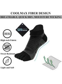 WRELS Upgraded Thick Five-Toe Socks, High-Performance Athletic Invisible Toe Socks, Suitable For Running, Sports, And Outdoor Activities - Black - View 5